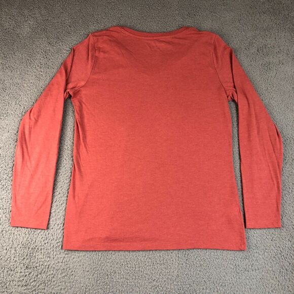 Eddie Bauer Shirt Womens Large‎ Red long Sleeve V-Neck Solid Preppy Basic Tee - Picture 5 of 7